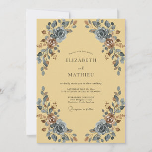 Boho Mustard Slate Painted Wedding Invitation