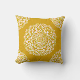 Boho Mustard Yellow Mandala Cushion