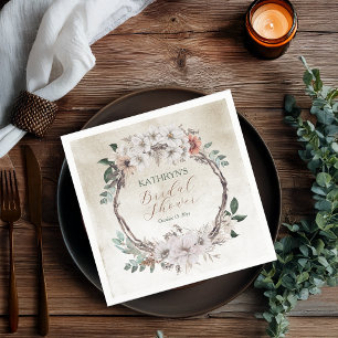 Boho Muted Fall Floral Bridal Shower Napkin
