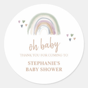 Boho  Muted Rainbow Baby Shower  Classic Round Sticker