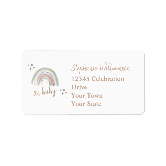  Boho  Muted Rainbow Baby Shower Return Address Label (Front)