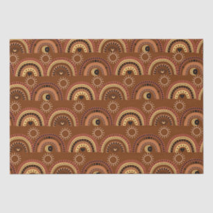 Boho Mystic Eye Rainbow Brown Background Tissue Paper