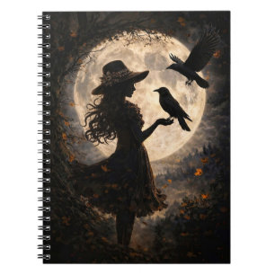 Boho Mystical Girl and Ravens Moon Journal
