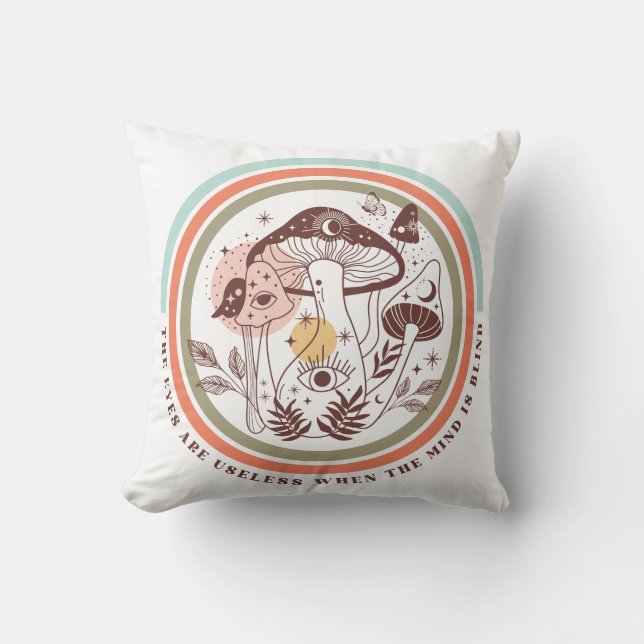 Boho Mystical Mushrooms Cushion (Front)