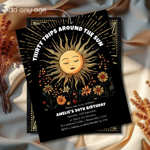 Boho Mystical Sun 30th Birthday Invitation