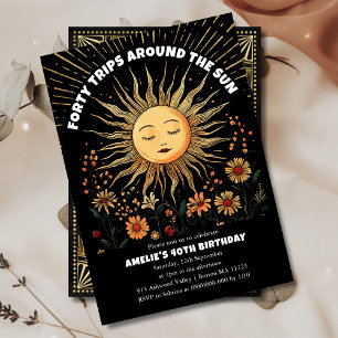 Boho Mystical Sun 40th Birthday Invitation
