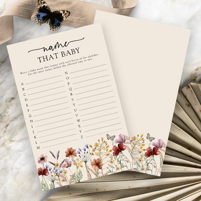 Boho Name That Baby Game (Boho Floral Name That Baby Game Card by Painted Paperie
)