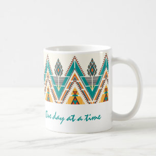 Boho Native Pattern Tribal "One day at a Time"  Coffee Mug