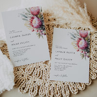 Boho Native Protea Wedding Invite