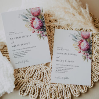 Boho Native Protea Wedding Invite
