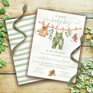 Boho Nature Baby Shower Clothesline Invitation