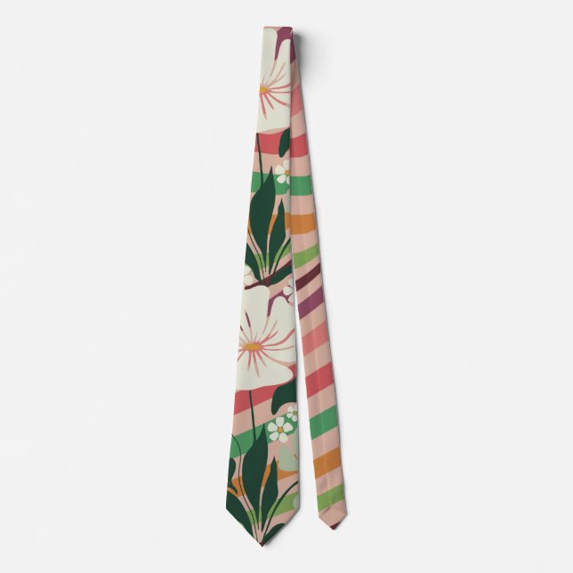Boho nature lovers floral pattern tie (Front)