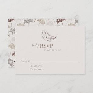 Boho Nature Neutral Botanic Wedding Simple RSVP Card