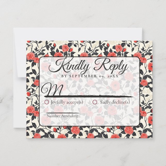 Boho Nature Rose Flower Spring Wedding Rsvp Card (Front)
