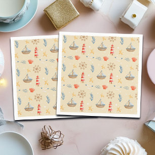 Boho Nautical Boat Lighthouse Pattern Napkin