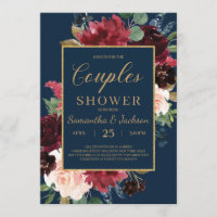 Boho navy burgundy blush floral couples shower