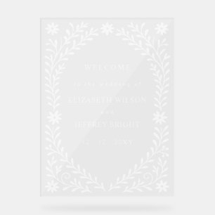 Boho Navy Floral Wedding Welcome Sign