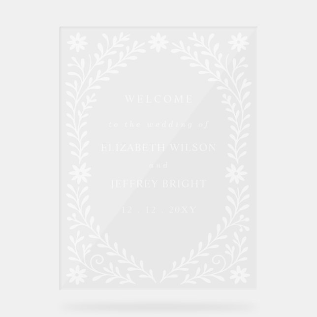 Boho Navy Floral Wedding Welcome Sign (Front)