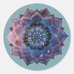 Boho Nebula Bloom   Mandala Design Classic Round Sticker