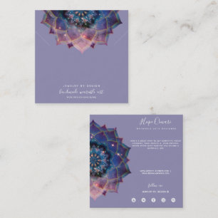 Boho Nebula Bloom   Mandala Design Square Business Card