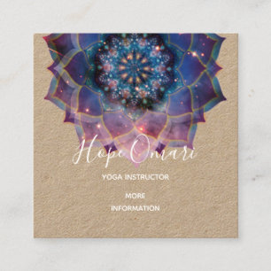 Boho Nebula Bloom Mandala Design Square Business Card