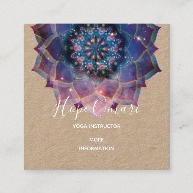 Boho Nebula Bloom | Mandala Design Square Business Card (Front)