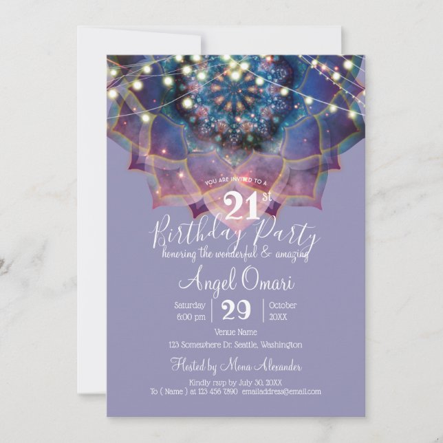 Boho Nebula Mandala Invitation (Front)