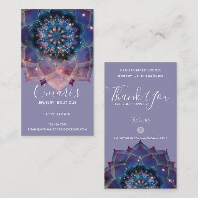 Boho Nebula Mandala, Mystical Business Card (Front/Back)