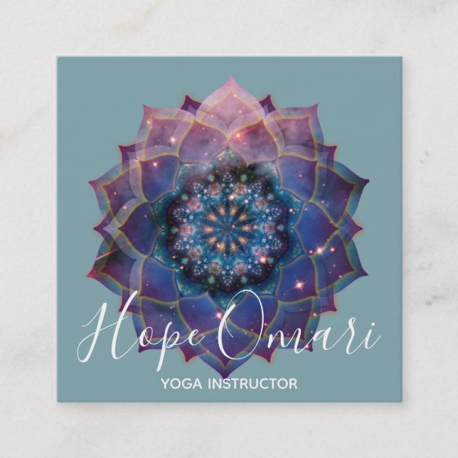 Boho Nebula Mandala, Mystical Square Business Card (Front)