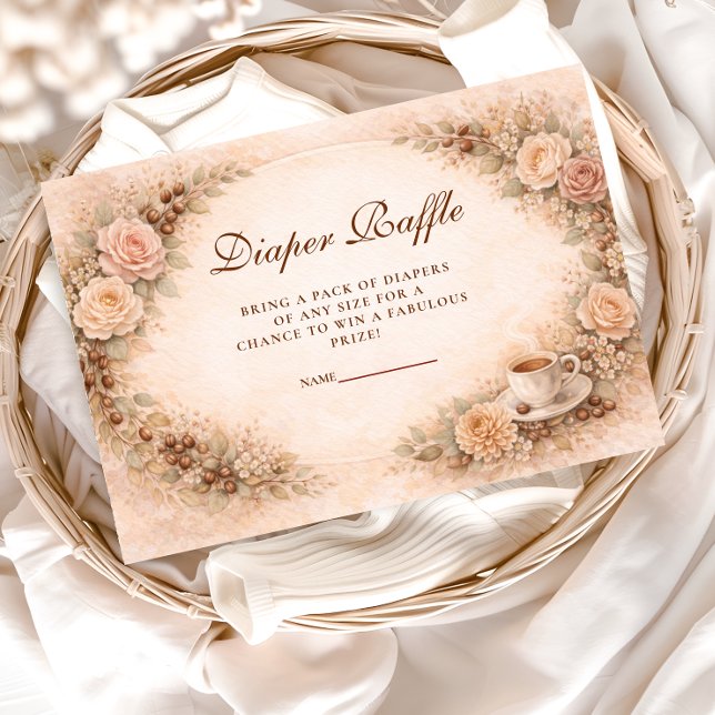 Boho Neutral A Baby Is Brewing Diapper Raffle Enclosure Card (Creator Uploaded)