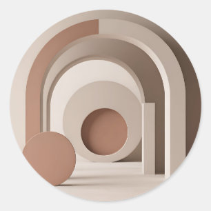 Boho Neutral Arch Geometric Modern Classic Round Sticker