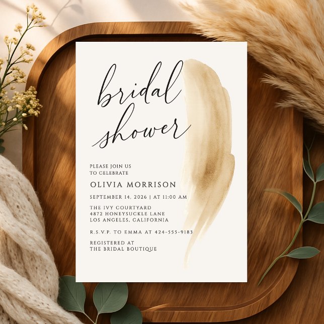 Boho Neutral Beige Watercolor Bridal Shower Invitation (Creator Uploaded)