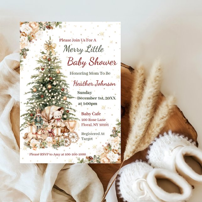 Boho Neutral Christmas Baby Shower Invitation (Creator Uploaded)