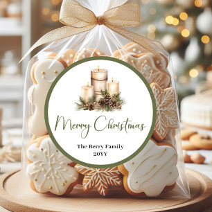 Boho Neutral Christmas Custom Family Name Sticker