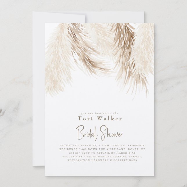 Boho Neutral Ecru Bridal Shower  Invitation (Front)