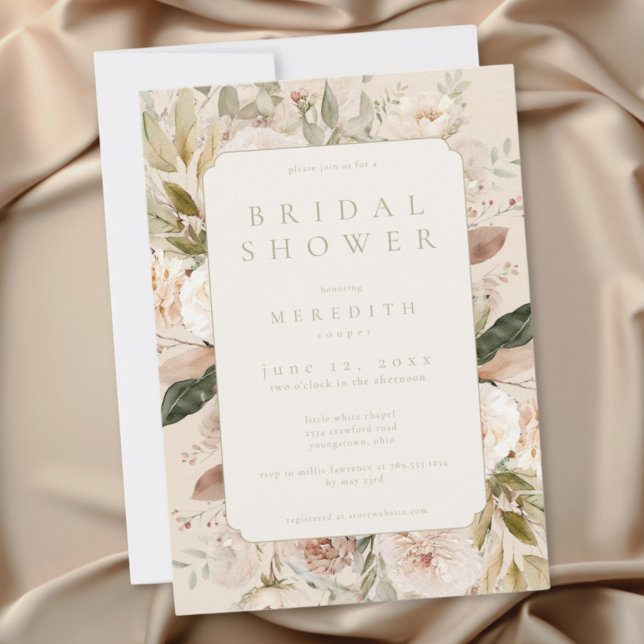 Boho Neutral Floral Bridal Shower Invitation (Boho Neutral Floral Bridal Shower Invitation)