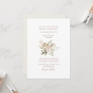 Boho Neutral Floral Elegant Wedding  Invitation