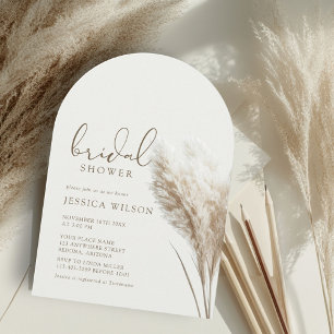 Boho Neutral Fluff Pampas Grass Arch Bridal Shower Invitation