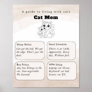 Boho Neutral Funny Wall Art Poster cat mum