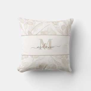 Boho Neutral Lunaria Monogram Cushion
