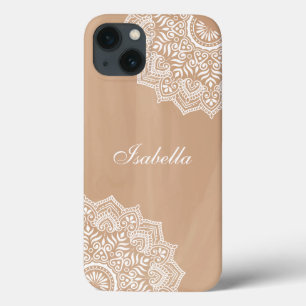 Boho Neutral Mandala Custom Name iPhone 13 Case