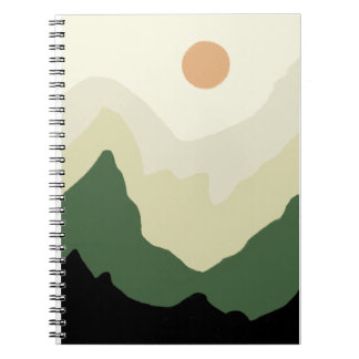 Boho neutral mountains notebook