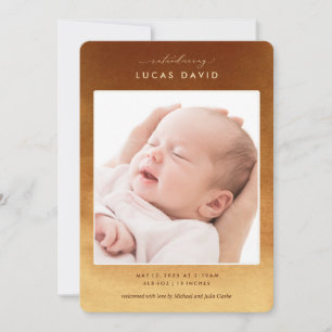 Boho Neutral Ombre Photo Birth Announcement