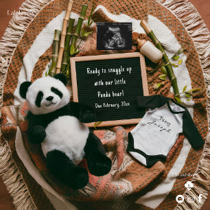 Boho Neutral Panda Pregnancy Announcement Card