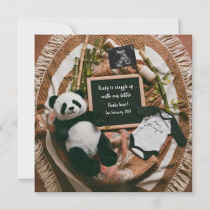 Boho Neutral Panda Pregnancy Announcement card