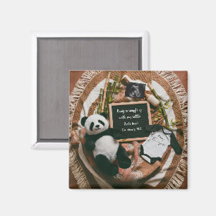Boho Neutral Panda Pregnancy Announcement gift Magnet