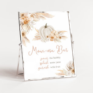 Boho Neutral Pumpkin Baby Shower Mom Osa Bar Poster