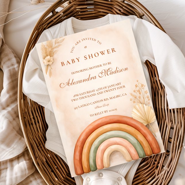 Boho Neutral Rainbow Baby Shower Invitation (Creator Uploaded)