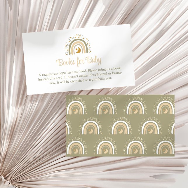 Boho Neutral Rainbow Books for Baby Enclosure Card (Boho Neutral Rainbow Books for Baby Enclosure Card on a sunny white dry palm leaf.)