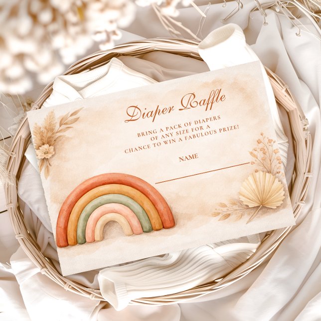 Boho Neutral Rainbow Diapper Raffle Enclosure Card (Creator Uploaded)